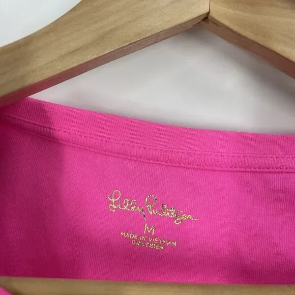 Lilly Pulitzer Halee T Shirt Size Medium Womens Pink Long Sleeve Top Tee Beach - Picture 3 of 8